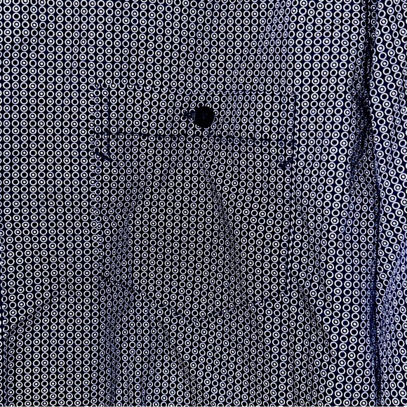 Axis LA Mens Flip Cuff Shirt Button Front Cotton Modern Navy Circles Size Large - Picture 8 of 12